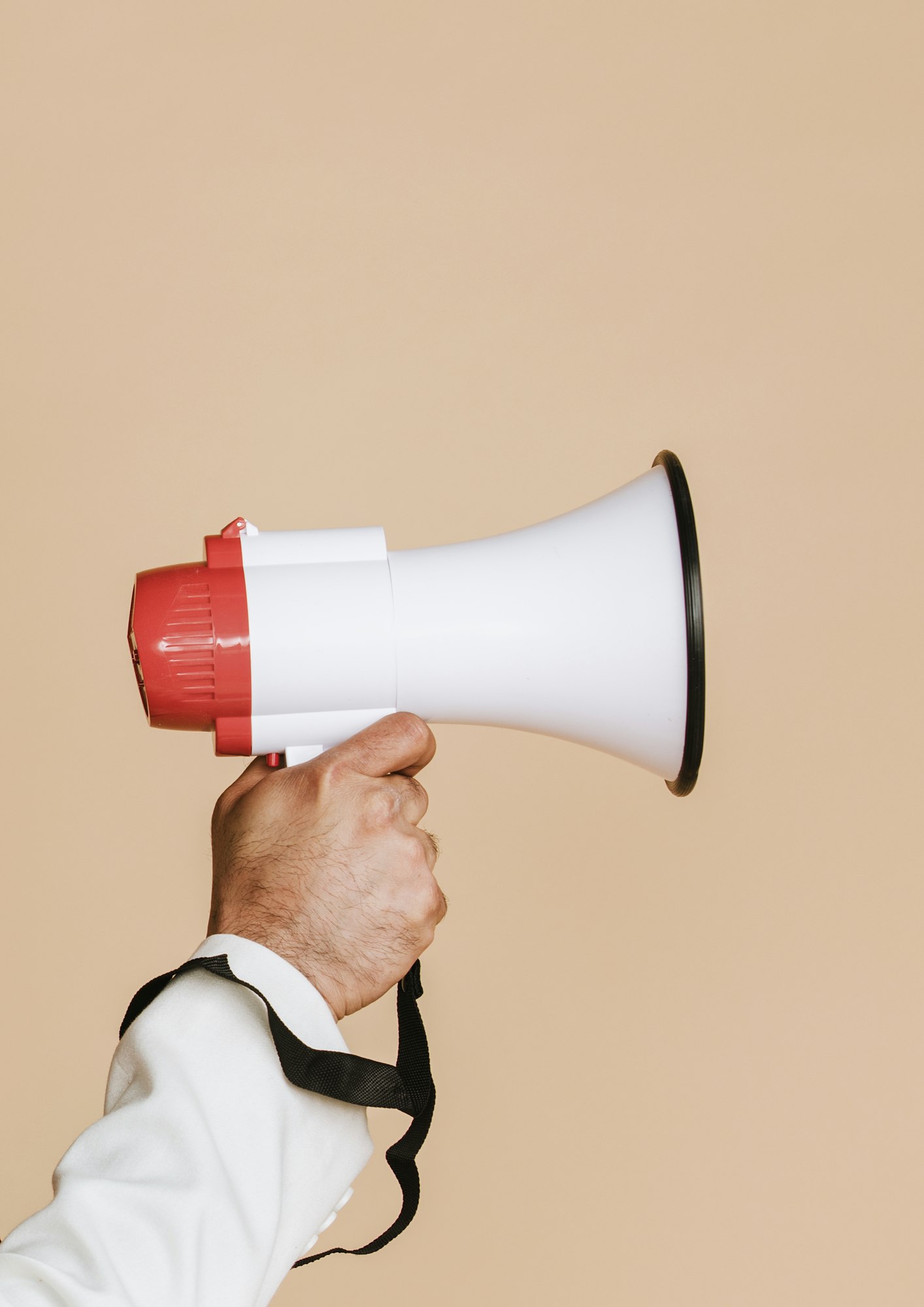 Protester holding a megaphone